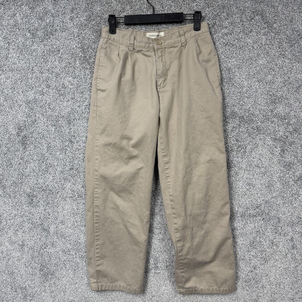 Vtg Y2K Old Navy Pleated Khakis Pants Boys 14 27x25 Beige Twill School Uniform